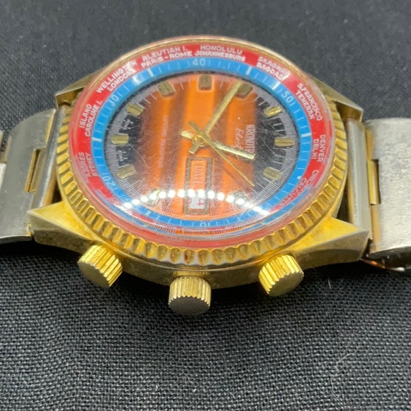 VINTAGE KRONOTRON ELECTRA CALENDAR LIFETIME MAINSPRING WINDING SWISS WATCH - Picture 6 of 7
